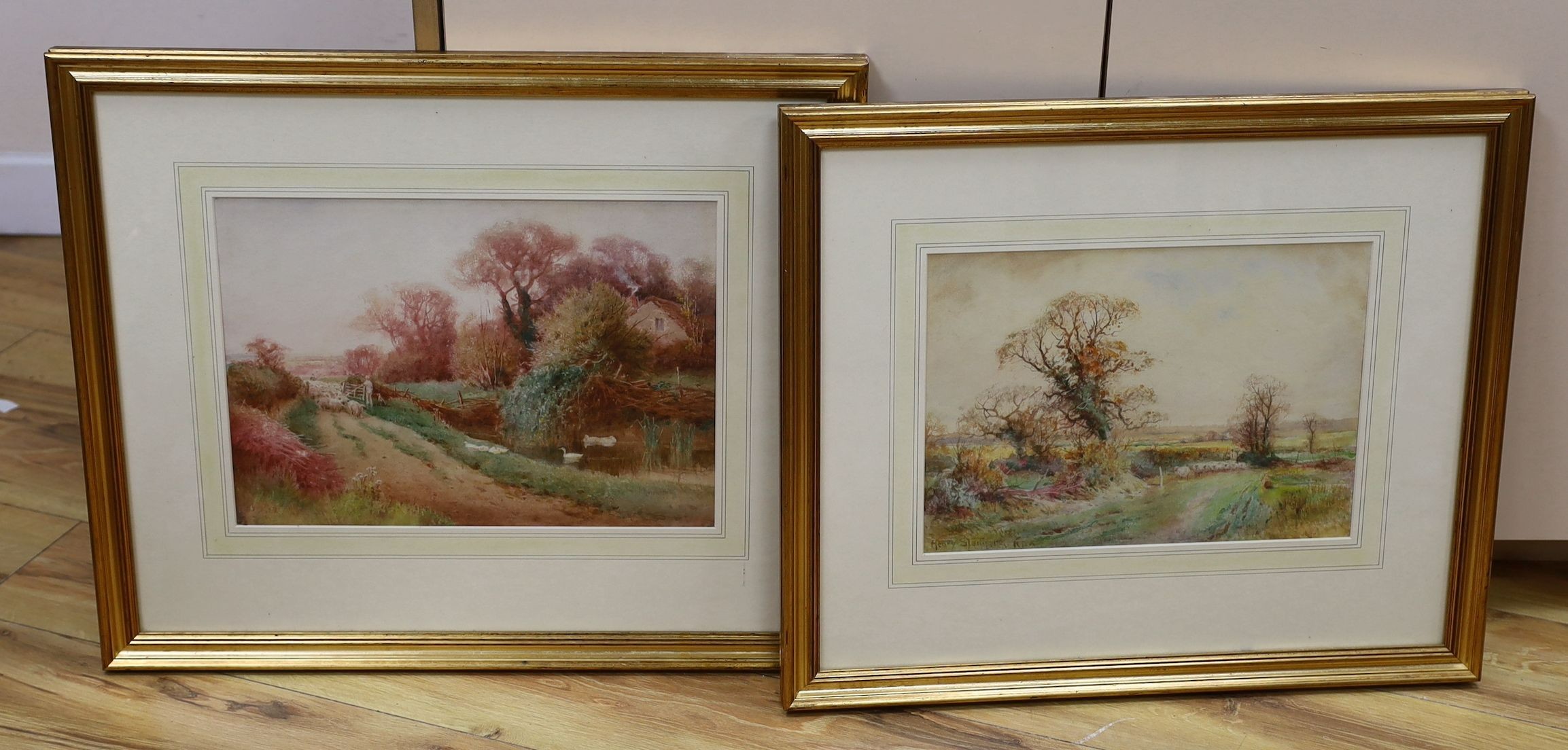 Henry John Sylvester Stannard (19870-1951), two watercolours, 'Changing Pastures' and 'Going to Market', initialled, 27 x 38cm and 24 x 34cm